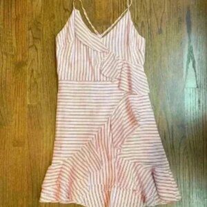 TJD The Jetset Diaries Marley Striped Mini Dress Surplice V Neck Ruffles Size M